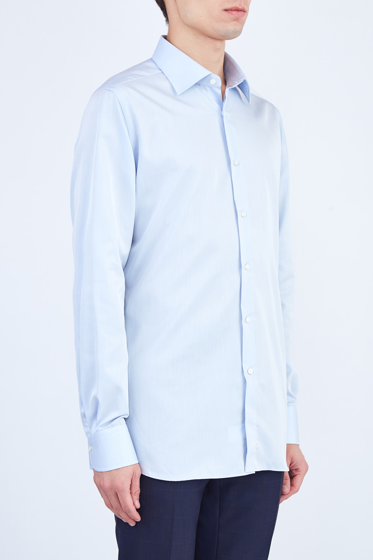 Однотонная рубашка из хлопка Wrinkle Free XACUS, цвет голубой, размер 46;48;50;52 - фото 3
